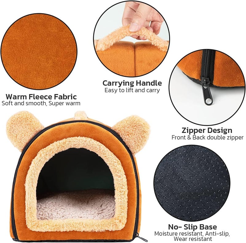 Pet Soft Guinea Pig & Rabbit Cozy Hideout House - Small Animal Bed for Guinea Pigs, Rabbits, Hamsters, Rats & Chinchillas Cave Bed (Brown) - Image 3